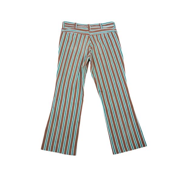 Vintage 70s brown and green striped flare pants Mens 34 - Picture 3 of 5